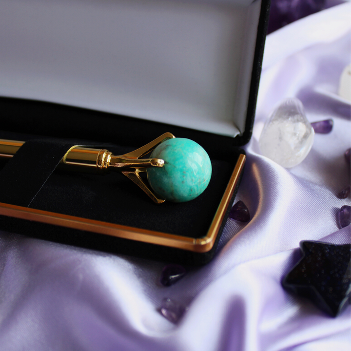 Amazonite Crystal ball pen for improving communication and bringing harmony