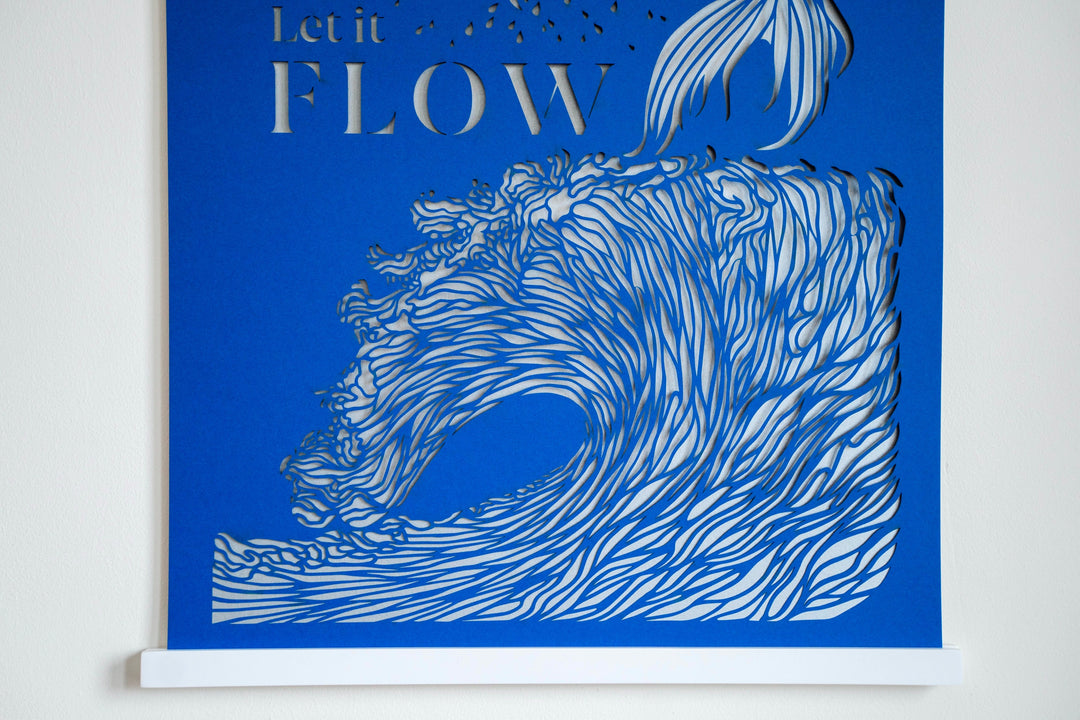 Let it Flow - Blue Papercut Mermaid Wall Art