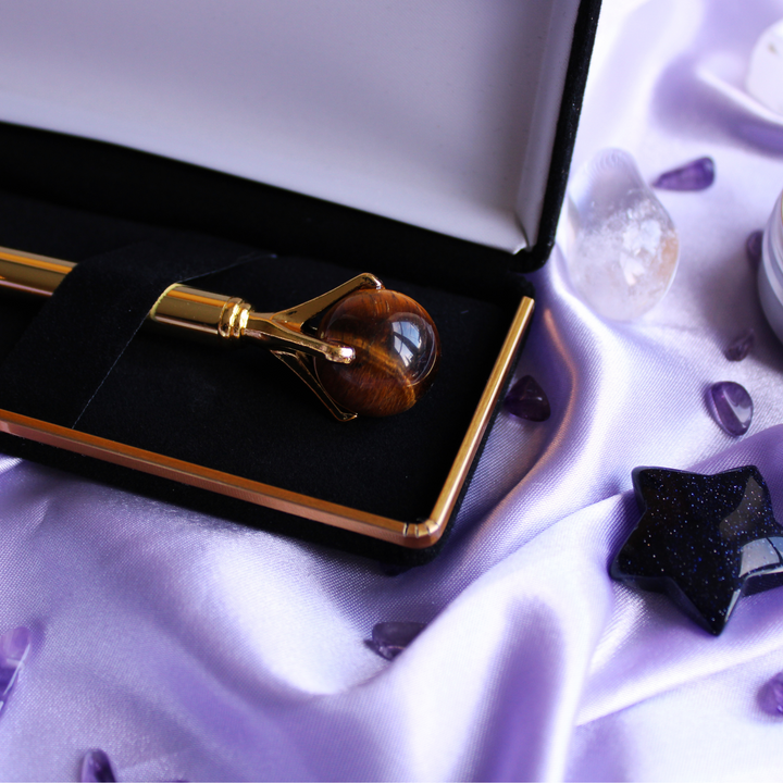 Tigers Eye Crystal ball pen for improving focus while journalling