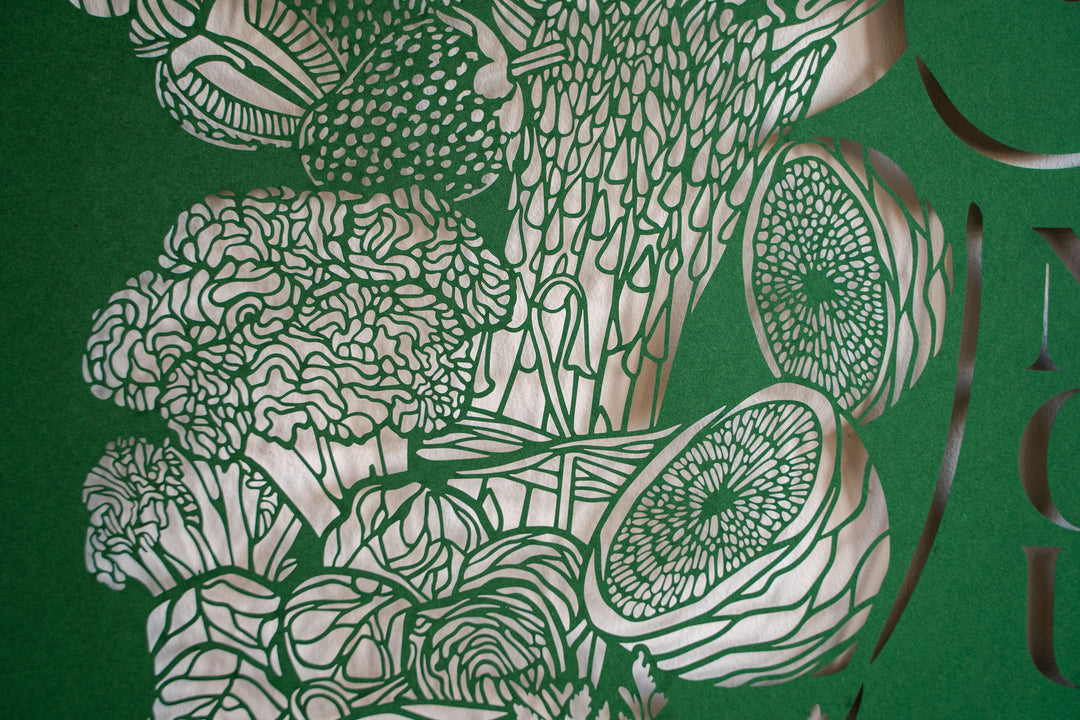 Nourish - Green Papercut Kitchen Wall Art
