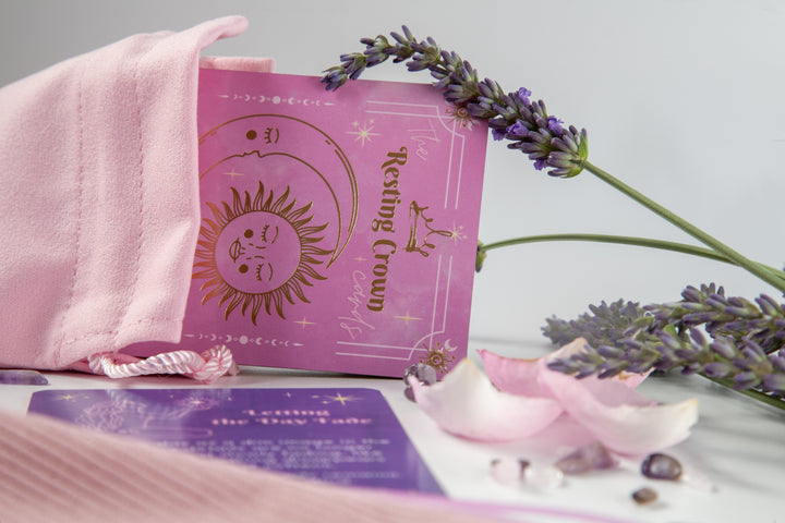 Resting Crown Sleep Deck Cards with Wooden Stand | Mindful Bedtime Ritual Cards for Calm & Better Sleep