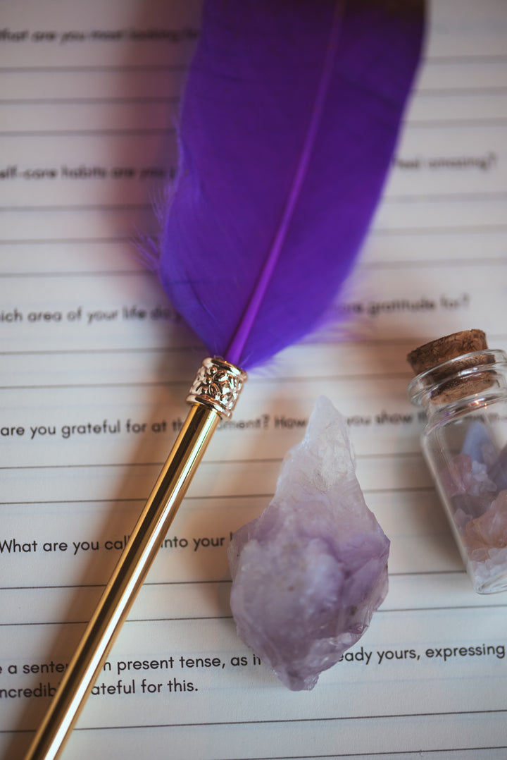 Feather Pen - Purple and Gold