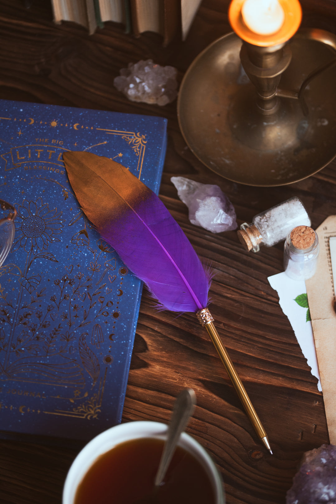 Feather Pen - Purple and Gold