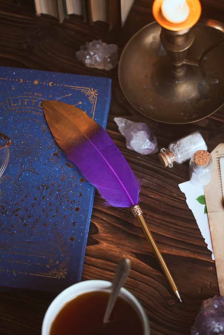 Feather Pen - Purple and Gold