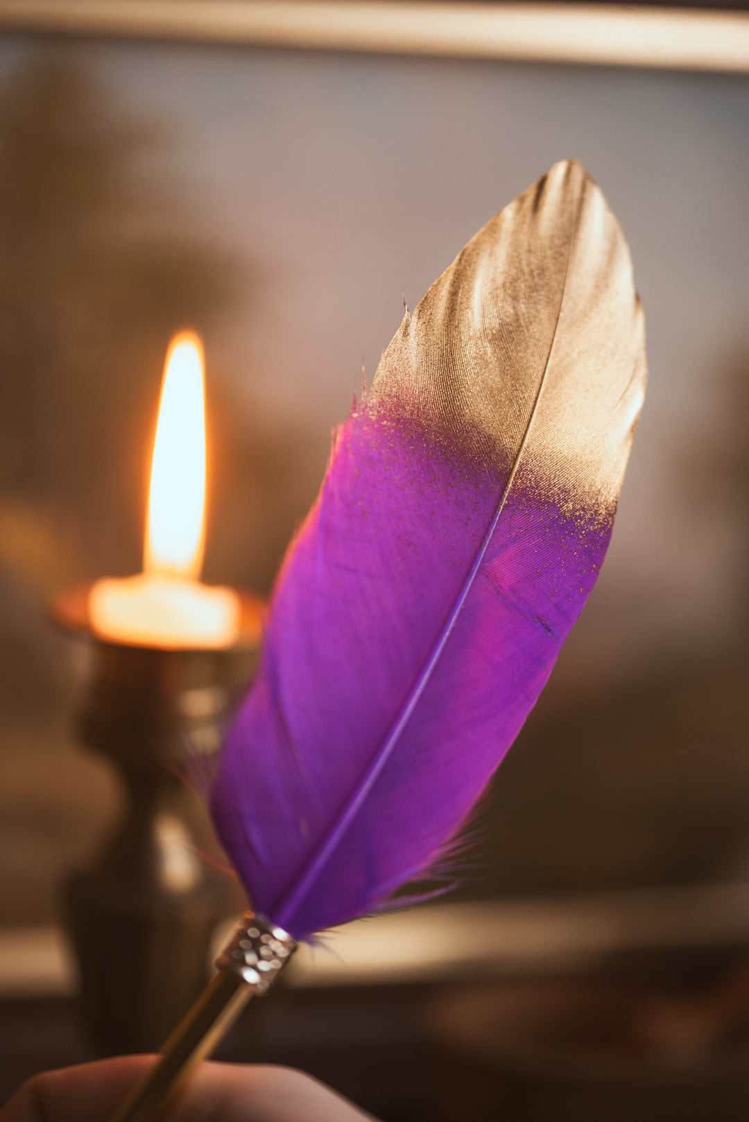 Feather Pen - Purple and Gold