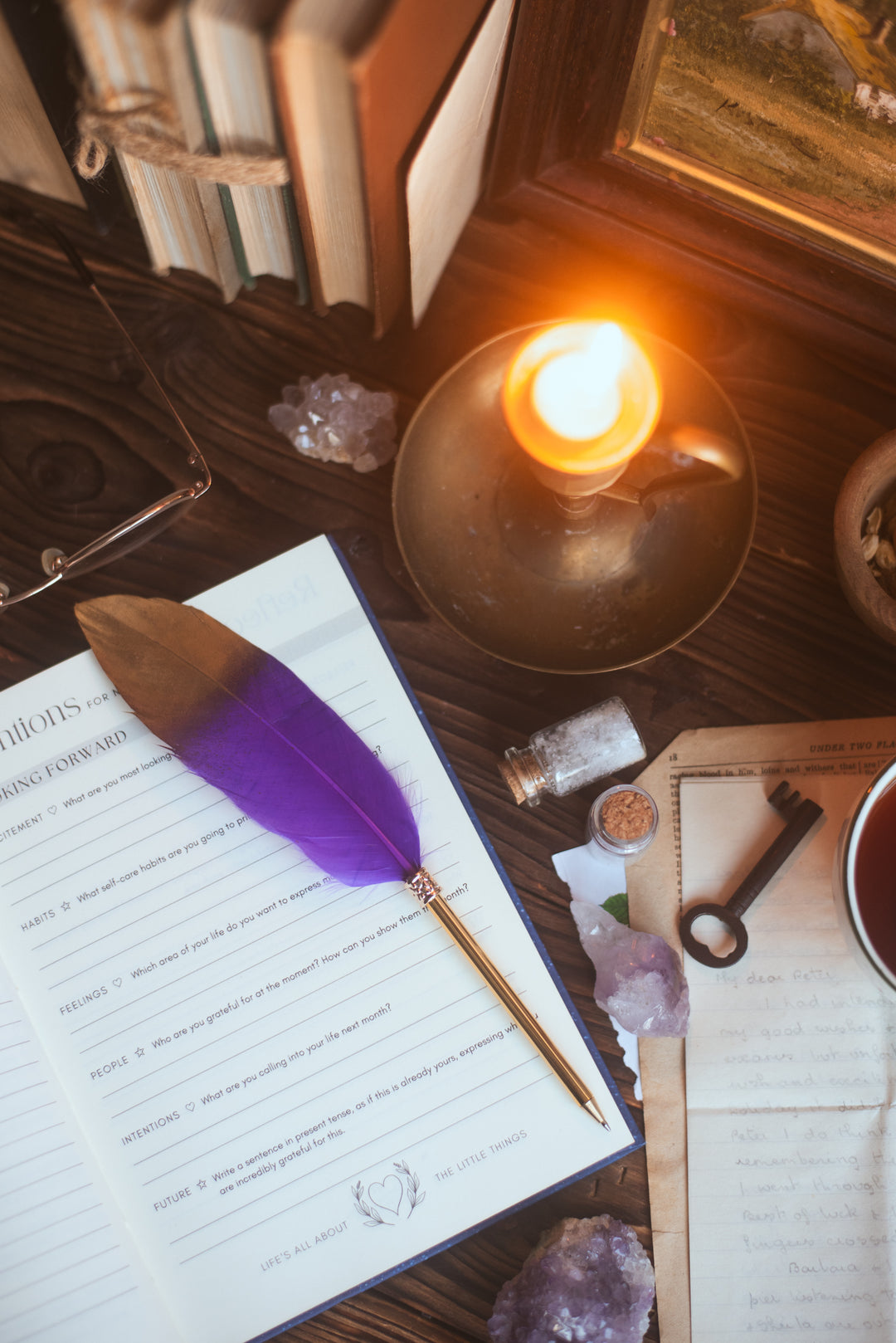 Feather Pen - Purple and Gold