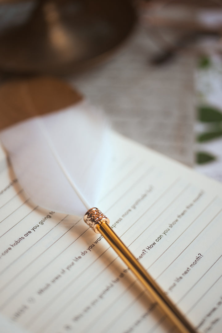 Feather Pen - White and Gold