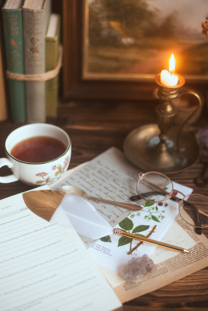 Feather Pen - White and Gold