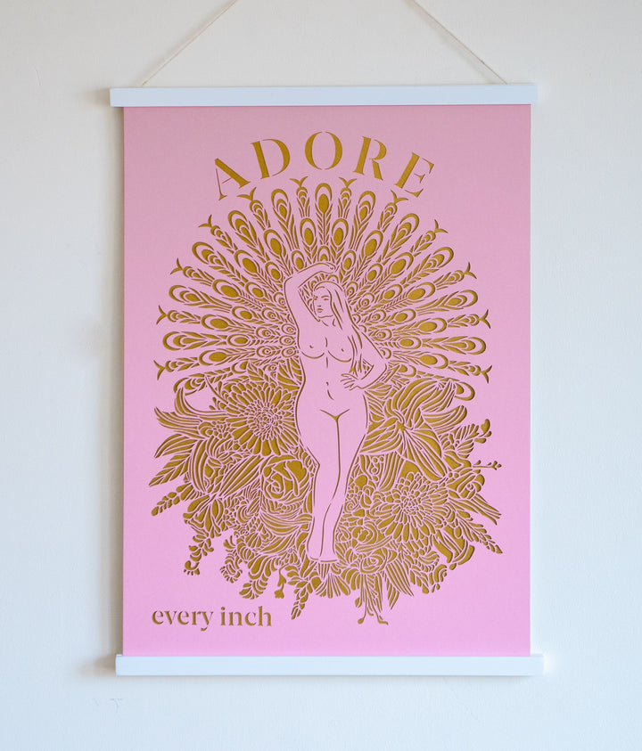 Adore Every Inch - Pink Papercut Wall Art