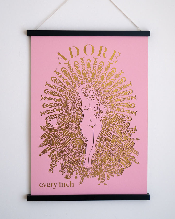 Adore Every Inch - Pink Papercut Wall Art